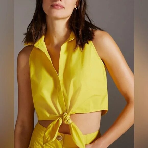 Maeve Yellow Tie Front Tank Top Sz 14 - Picture 1 of 9